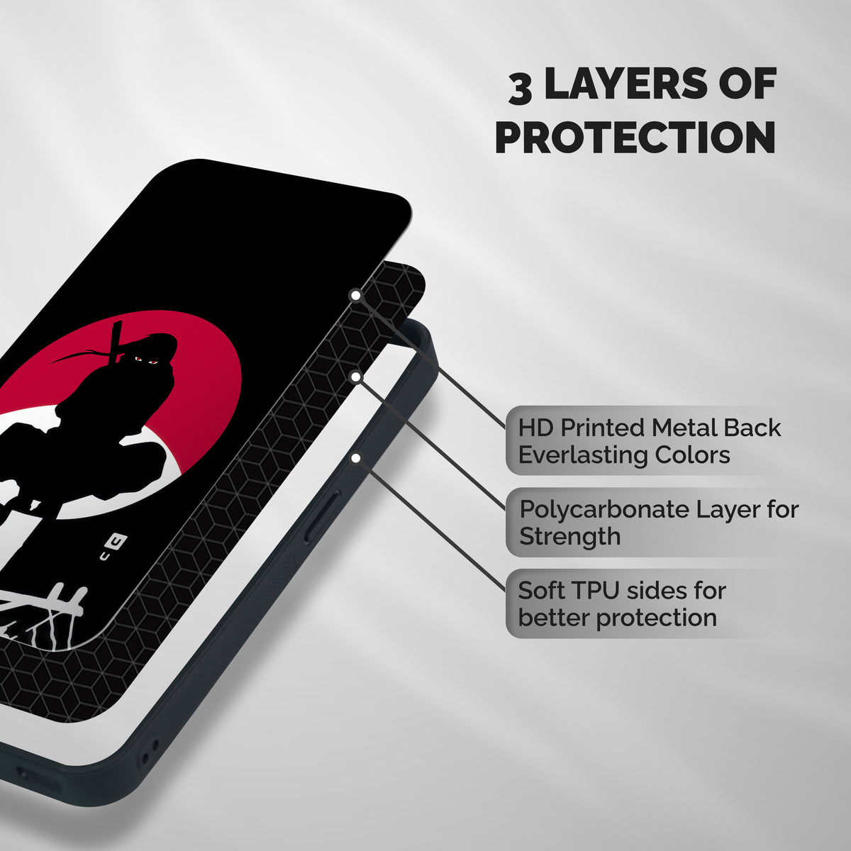 Uchiha Itachi Minimalist Shockproof Hybrid Protection (Metal + TPU) Back Case Cover