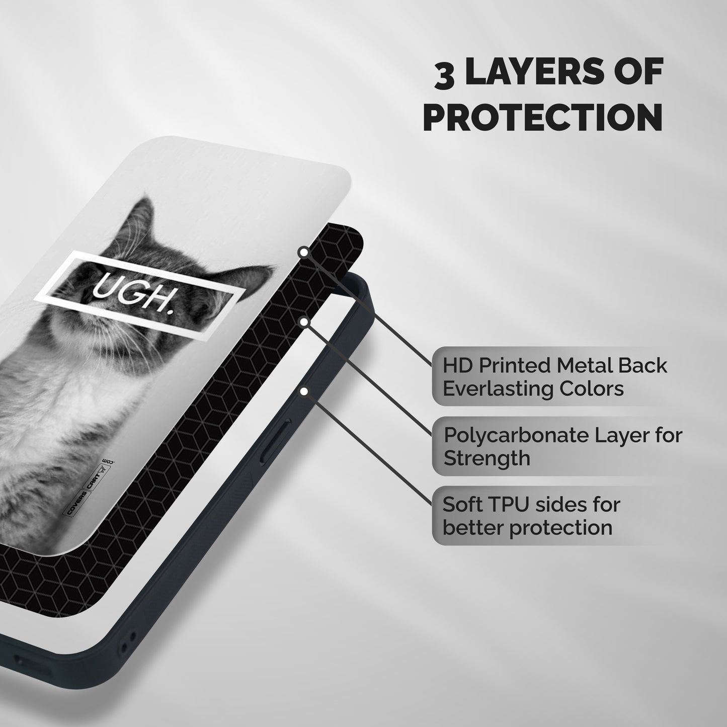 Ugh Kitty Shockproof Hybrid Protection (Metal + TPU) Back Case Cover