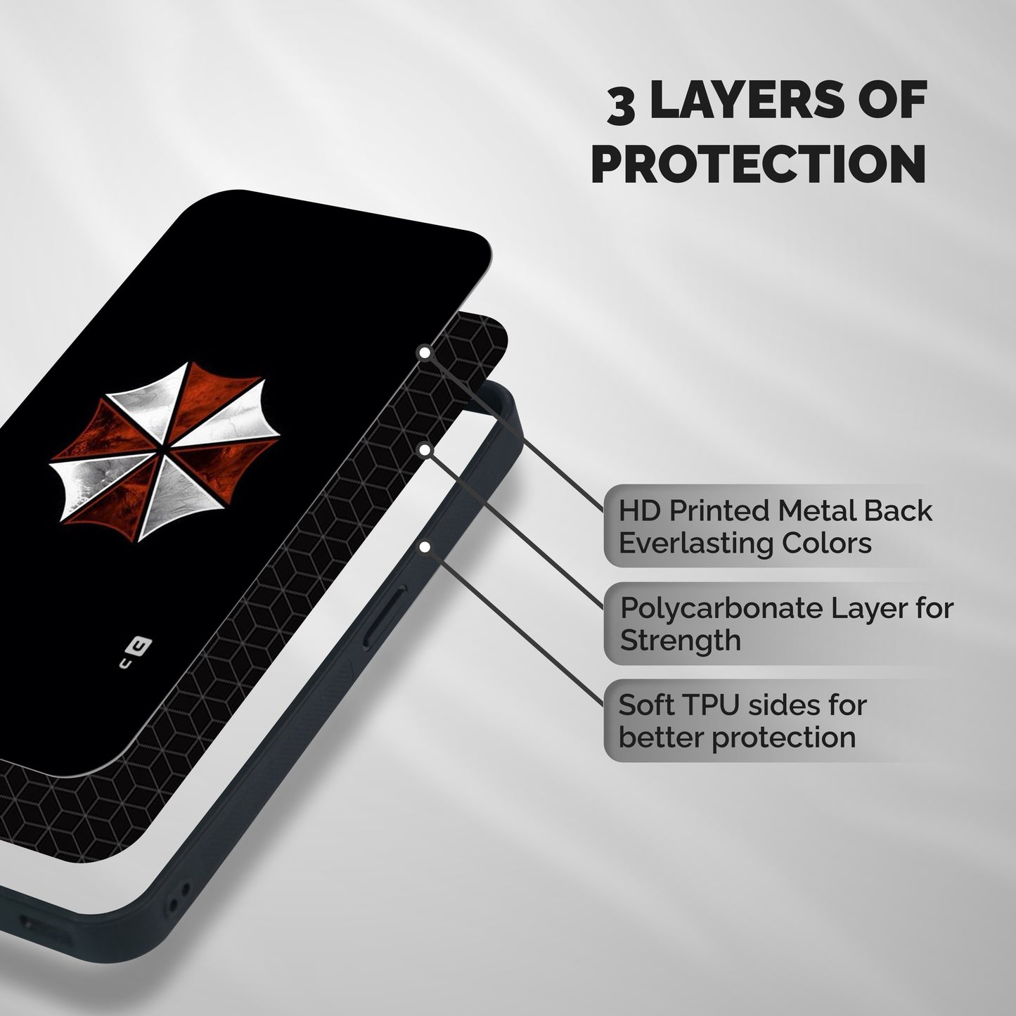 Umbrella Design Shockproof Hybrid Protection (Metal + TPU) Back Case Cover