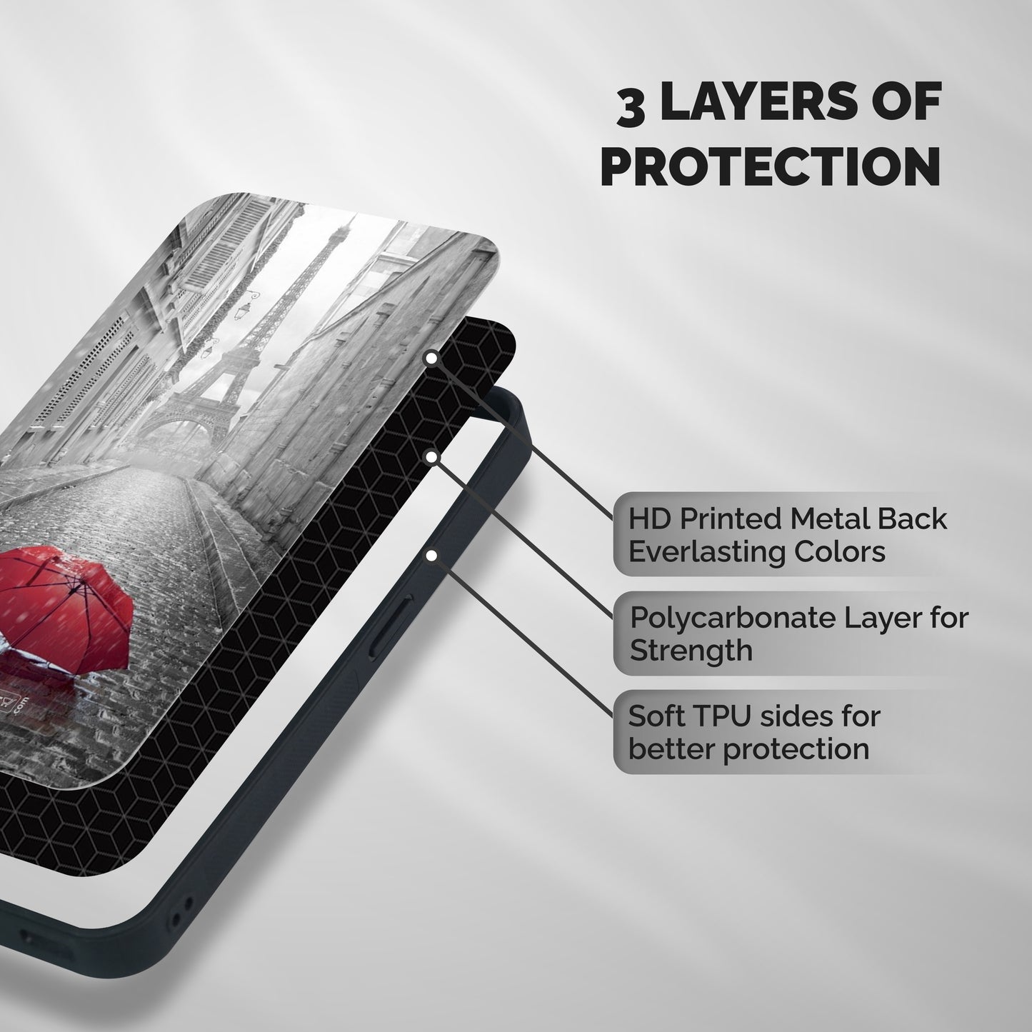 Umbrella Paris Shockproof Hybrid Protection (Metal + TPU) Back Case Cover