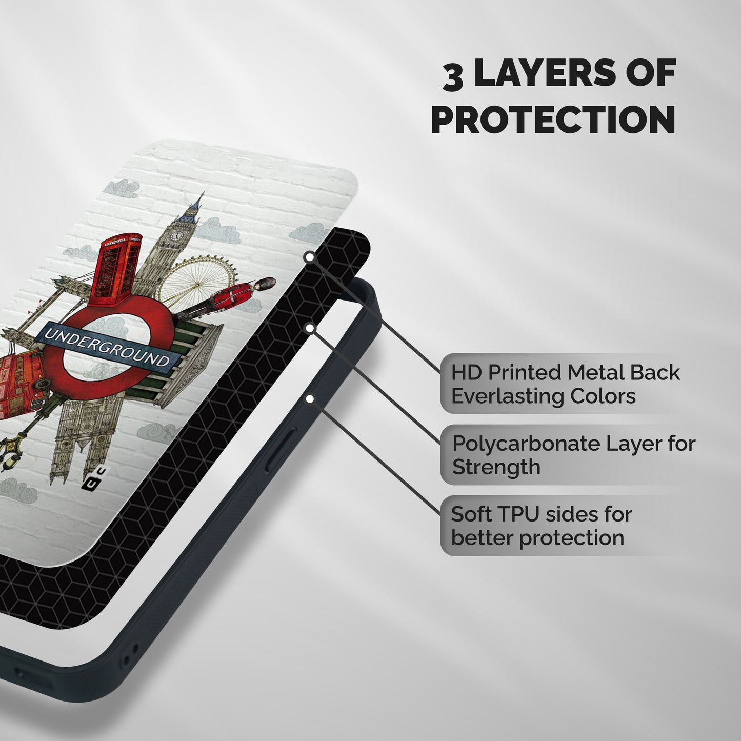 Underground Design Shockproof Hybrid Protection (Metal + TPU) Back Case Cover