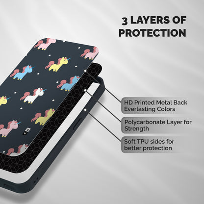 Unicorn Pattern Shockproof Hybrid Protection (Metal + TPU) Back Case Cover
