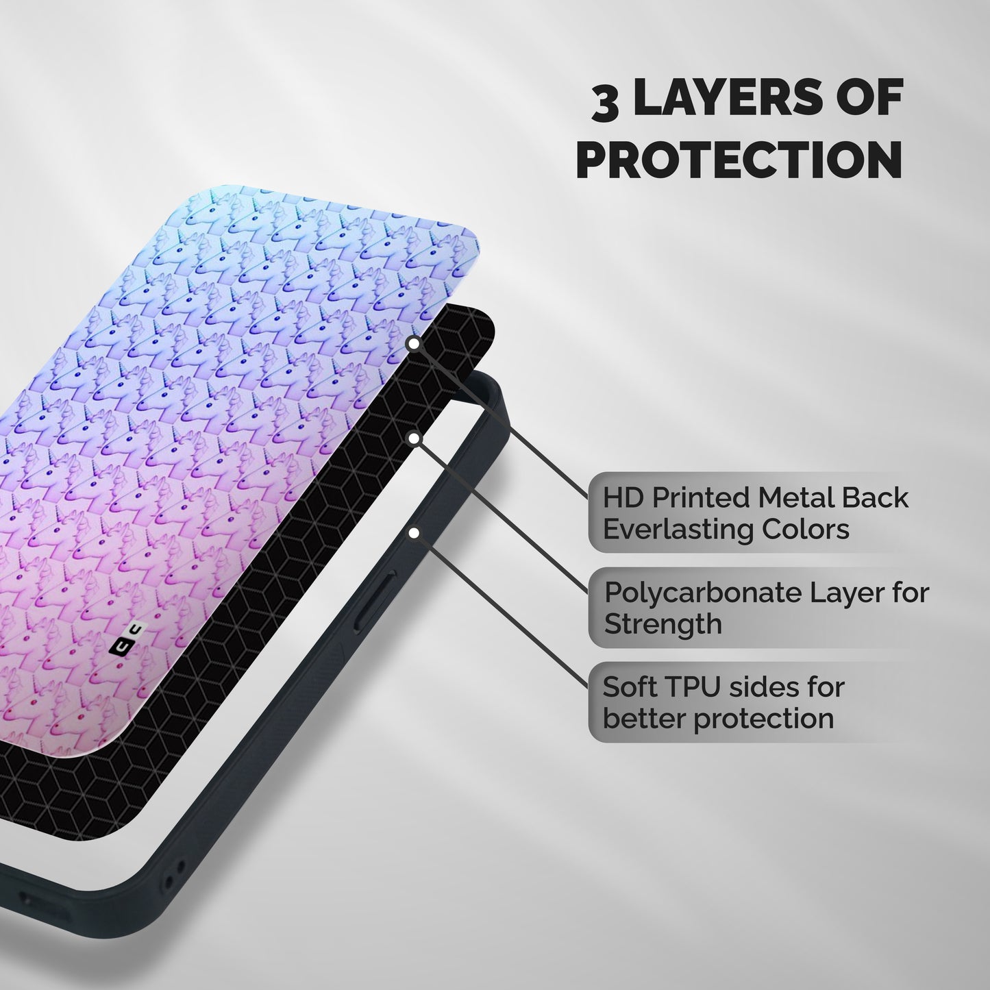 Unicorn Shade Shockproof Hybrid Protection (Metal + TPU) Back Case Cover