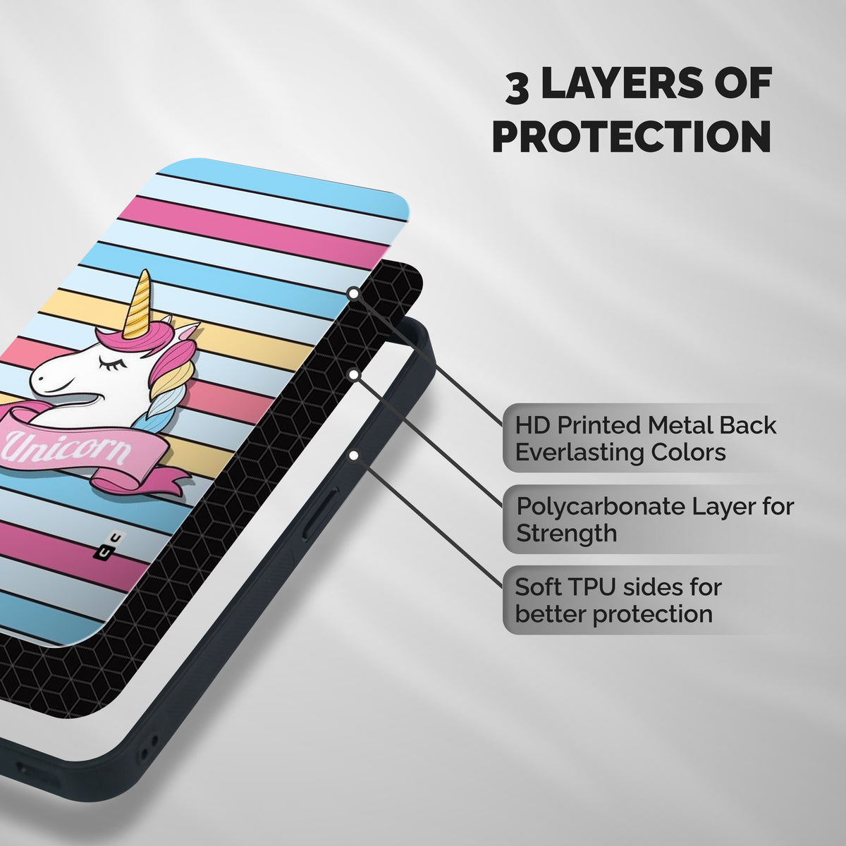 Unicorn Stripes Shockproof Hybrid Protection (Metal + TPU) Back Case Cover