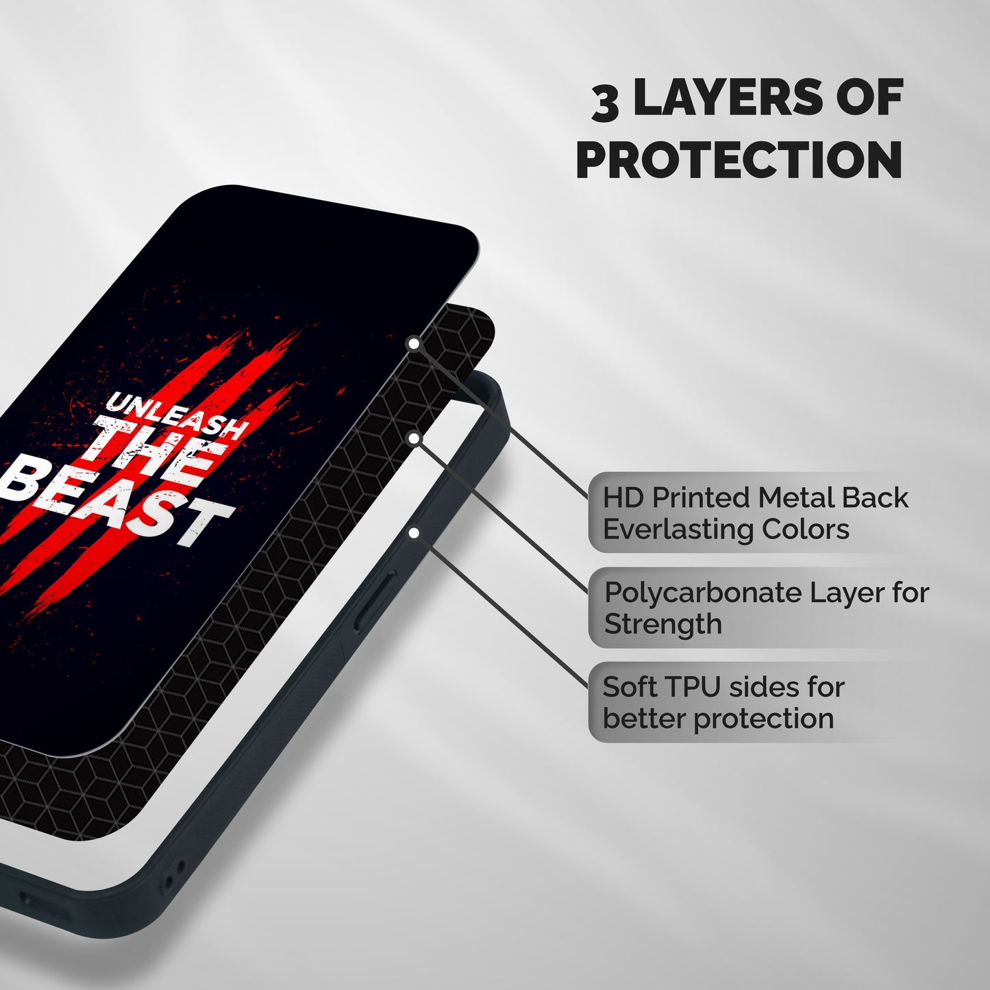 Unleash The Beast Shockproof Hybrid Protection (Metal + TPU) Back Case Cover