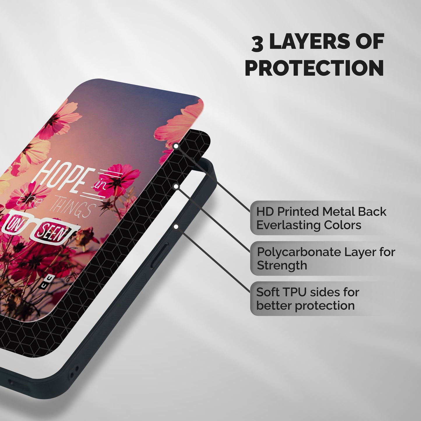 Unseen Hope Shockproof Hybrid Protection (Metal + TPU) Back Case Cover