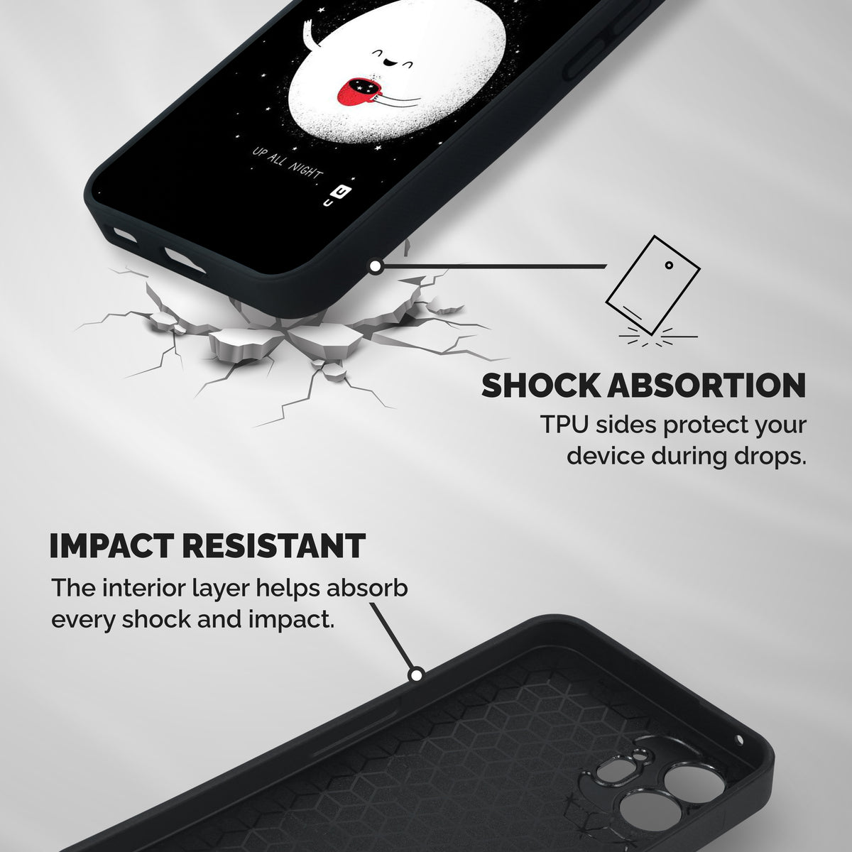 Up All Night Shockproof Hybrid Protection (Metal + TPU) Back Case Cover
