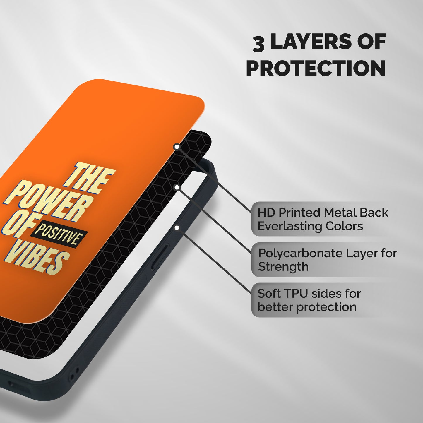 Upbeat Vibes Shockproof Hybrid Protection (Metal + TPU) Back Case Cover