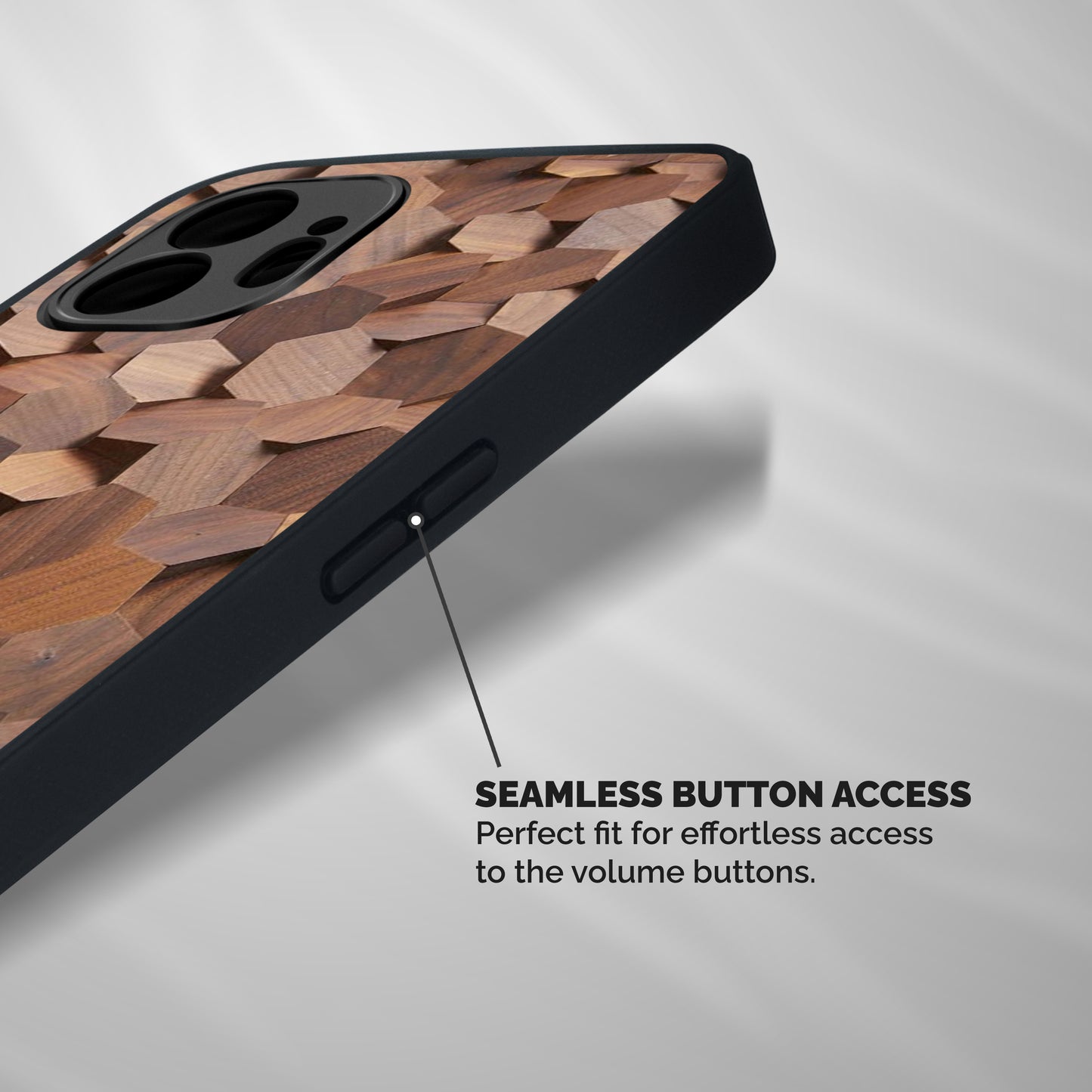 Uplifted Wood Hexagons Shockproof Hybrid Protection (Metal + TPU) Back Case Cover