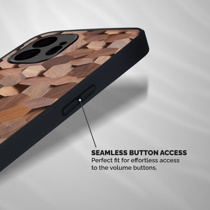 Uplifted Wood Hexagons Shockproof Hybrid Protection (Metal + TPU) Back Case Cover