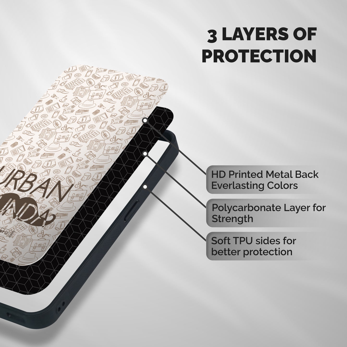 Urban Munda Shockproof Hybrid Protection (Metal + TPU) Back Case Cover