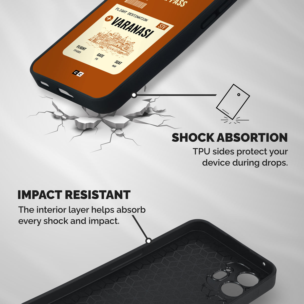 Varanasi Boarding Pass Shockproof Hybrid Protection (Metal + TPU) Back Case Cover