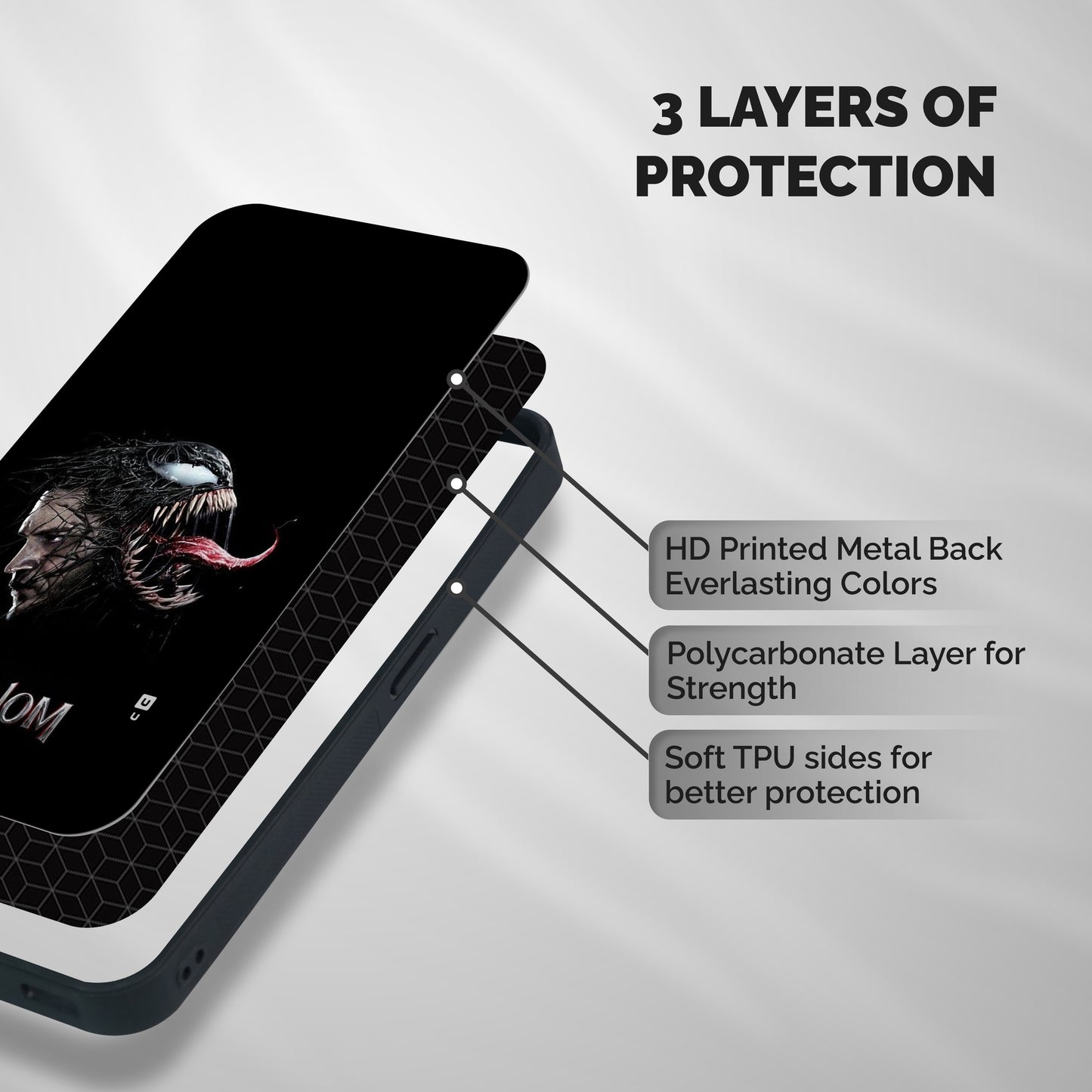 Venom Rage Shockproof Hybrid Protection (Metal + TPU) Back Case Cover