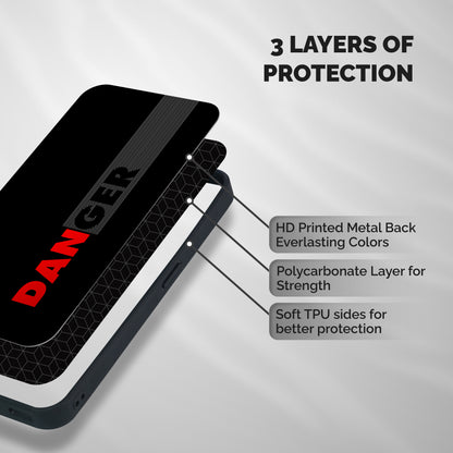 Vertical Danger Shockproof Hybrid Protection (Metal + TPU) Back Case Cover