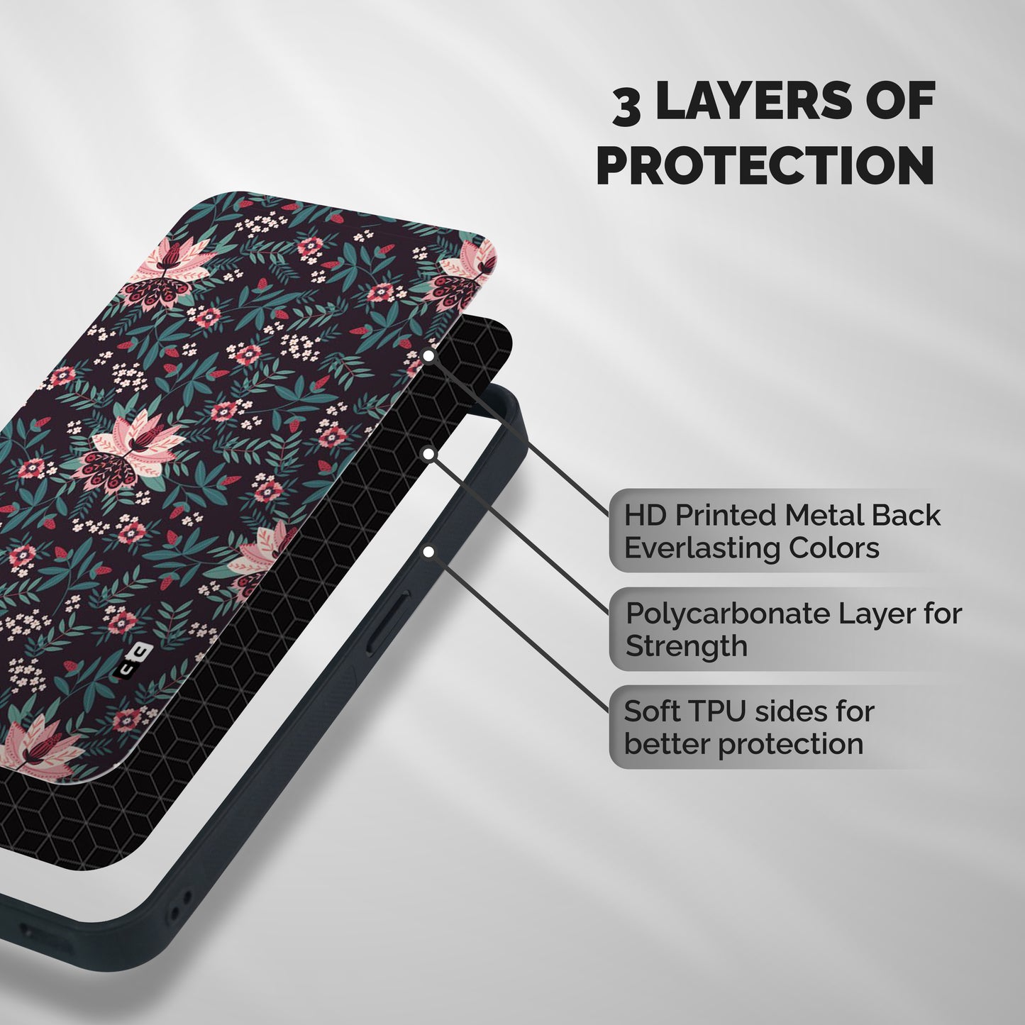 Very Leafy Pattern Shockproof Hybrid Protection (Metal + TPU) Back Case Cover