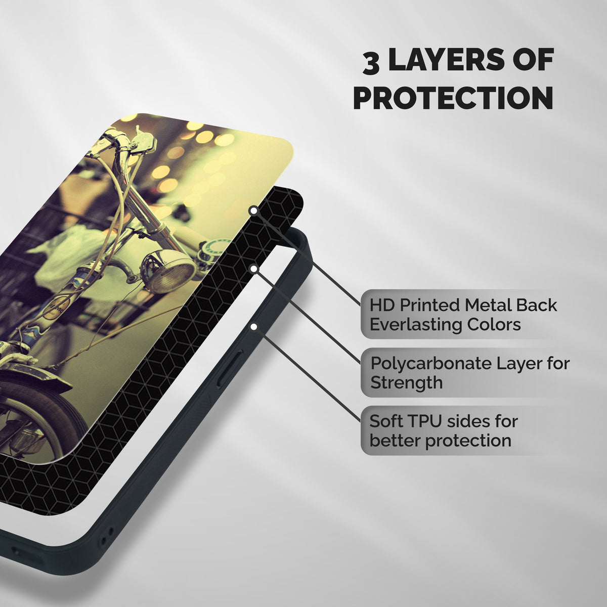 Vintage Bicycle Shockproof Hybrid Protection (Metal + TPU) Back Case Cover