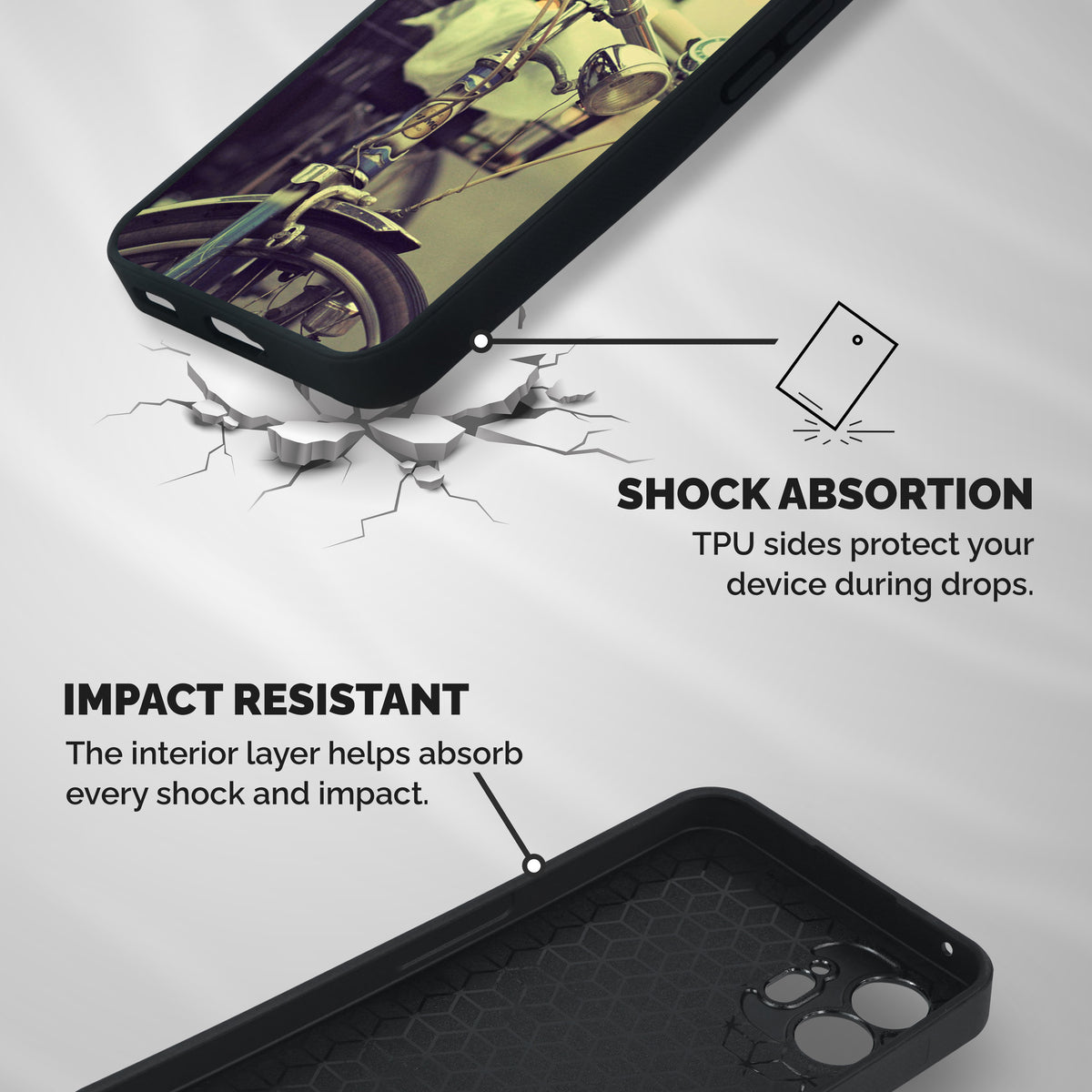 Vintage Bicycle Shockproof Hybrid Protection (Metal + TPU) Back Case Cover