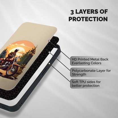 Vintage Bike Art Shockproof Hybrid Protection (Metal + TPU) Back Case Cover