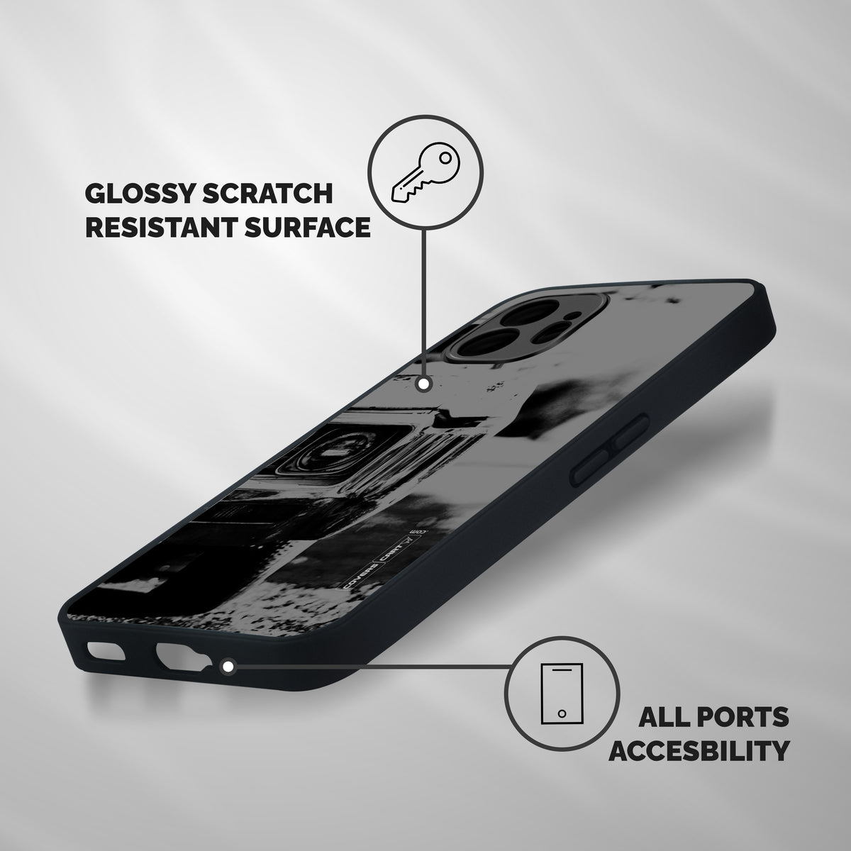 Vintage Car Black and White Shockproof Hybrid Protection (Metal + TPU) Back Case Cover