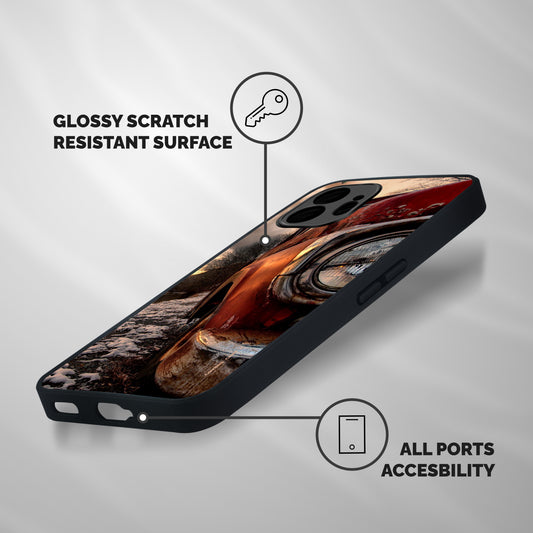 Vintage Car Headlight Shockproof Hybrid Protection (Metal + TPU) Back Case Cover