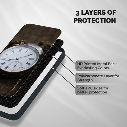 Vintage Clock Shockproof Hybrid Protection (Metal + TPU) Back Case Cover