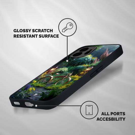 Vintage Cycle In Garden Shockproof Hybrid Protection (Metal + TPU) Back Case Cover