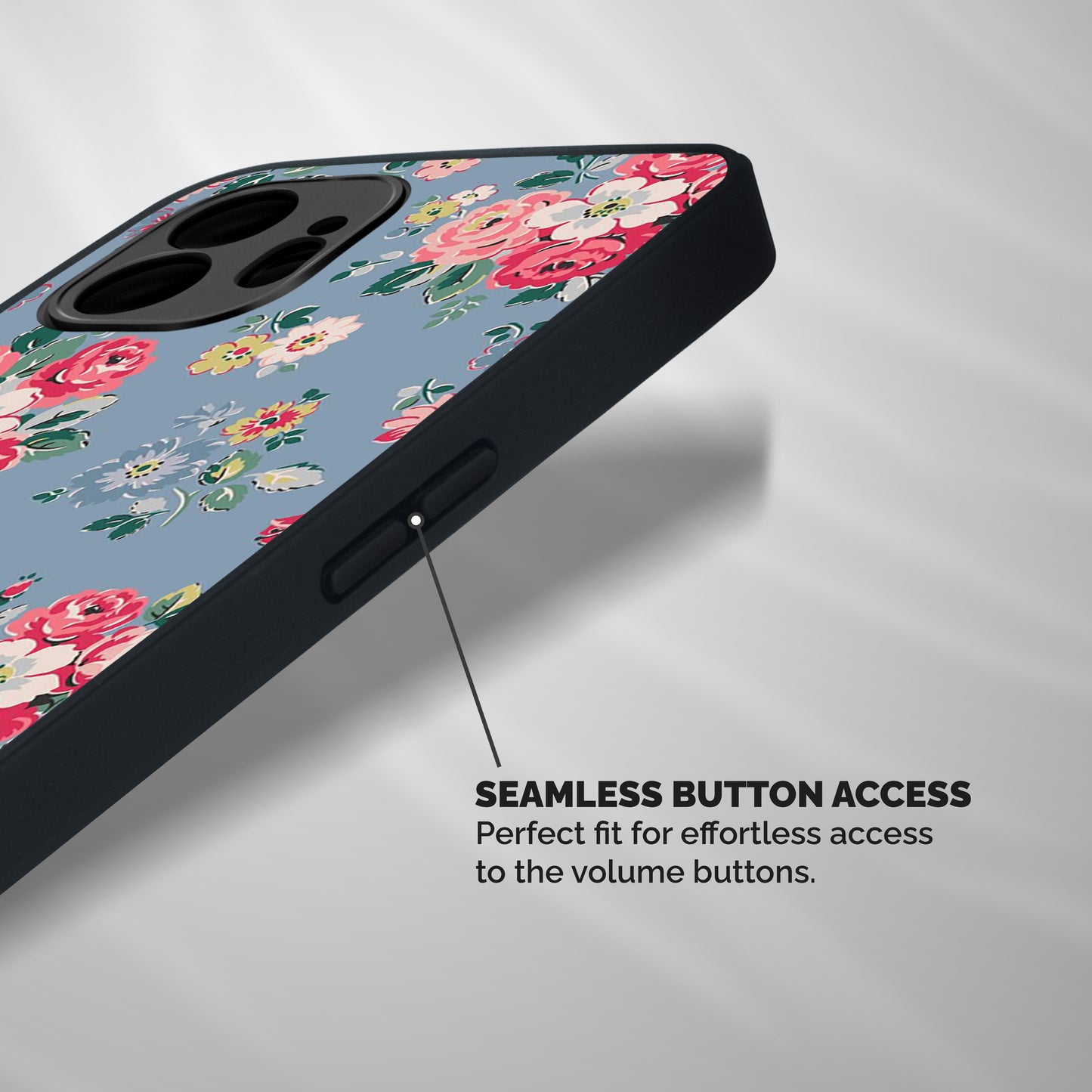 Vintage Flower Pattern Shockproof Hybrid Protection (Metal + TPU) Back Case Cover