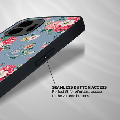 Vintage Flower Pattern Shockproof Hybrid Protection (Metal + TPU) Back Case Cover