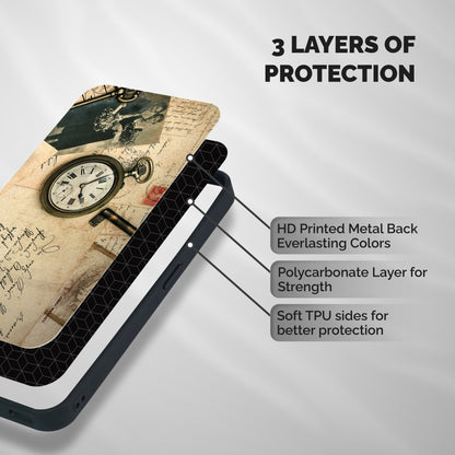 Vintage Key And Compass Shockproof Hybrid Protection (Metal + TPU) Back Case Cover
