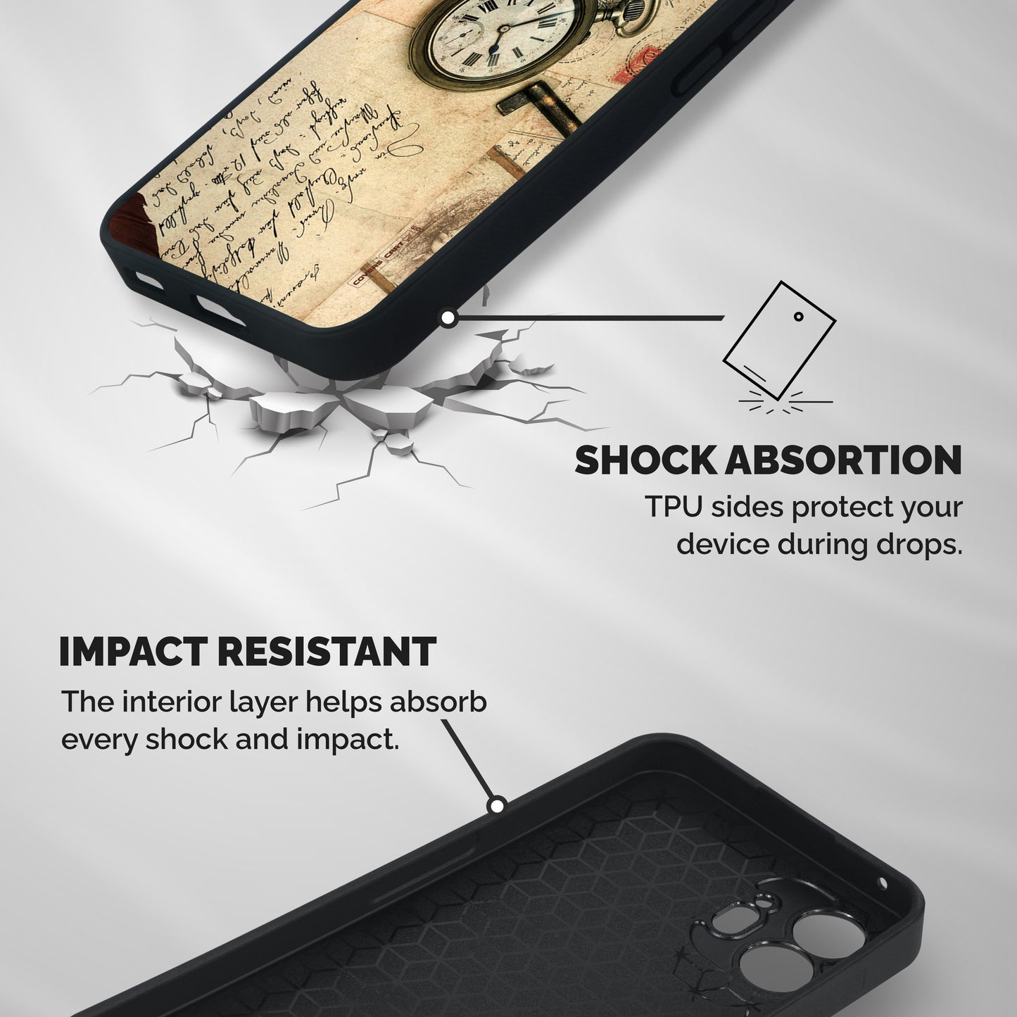 Vintage Key And Compass Shockproof Hybrid Protection (Metal + TPU) Back Case Cover