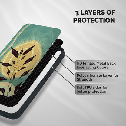 Vintage Leaf Art Shockproof Hybrid Protection (Metal + TPU) Back Case Cover