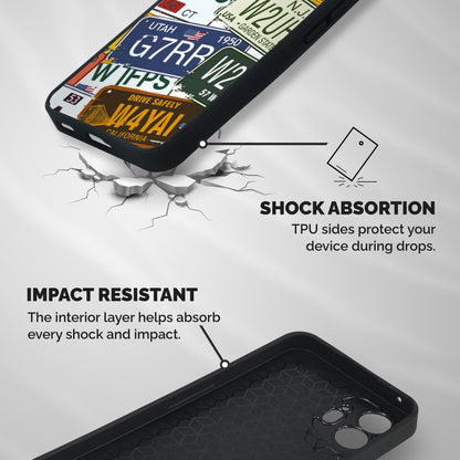 Vintage License Plates Shockproof Hybrid Protection (Metal + TPU) Back Case Cover