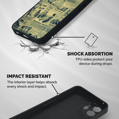 Vintage Newspaper Cutouts Shockproof Hybrid Protection (Metal + TPU) Back Case Cover