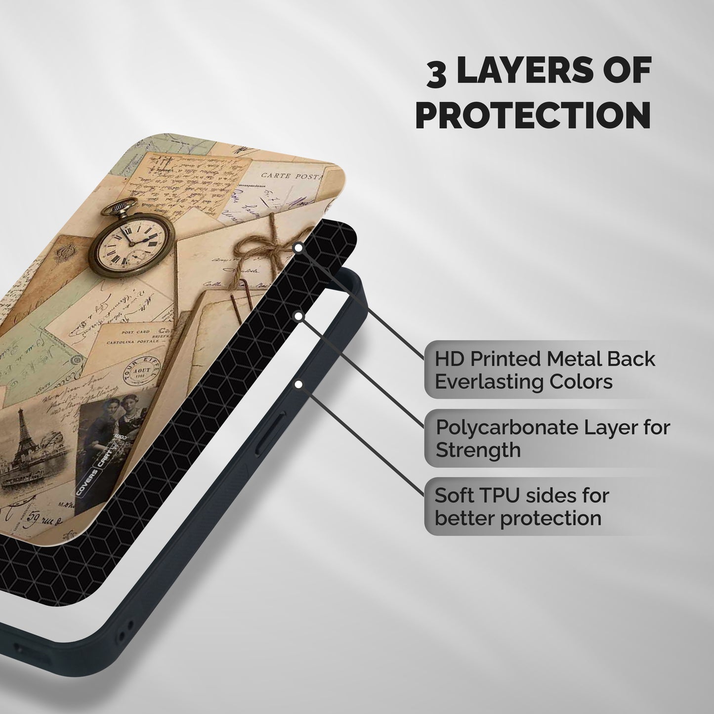 Vintage Postcards Shockproof Hybrid Protection (Metal + TPU) Back Case Cover