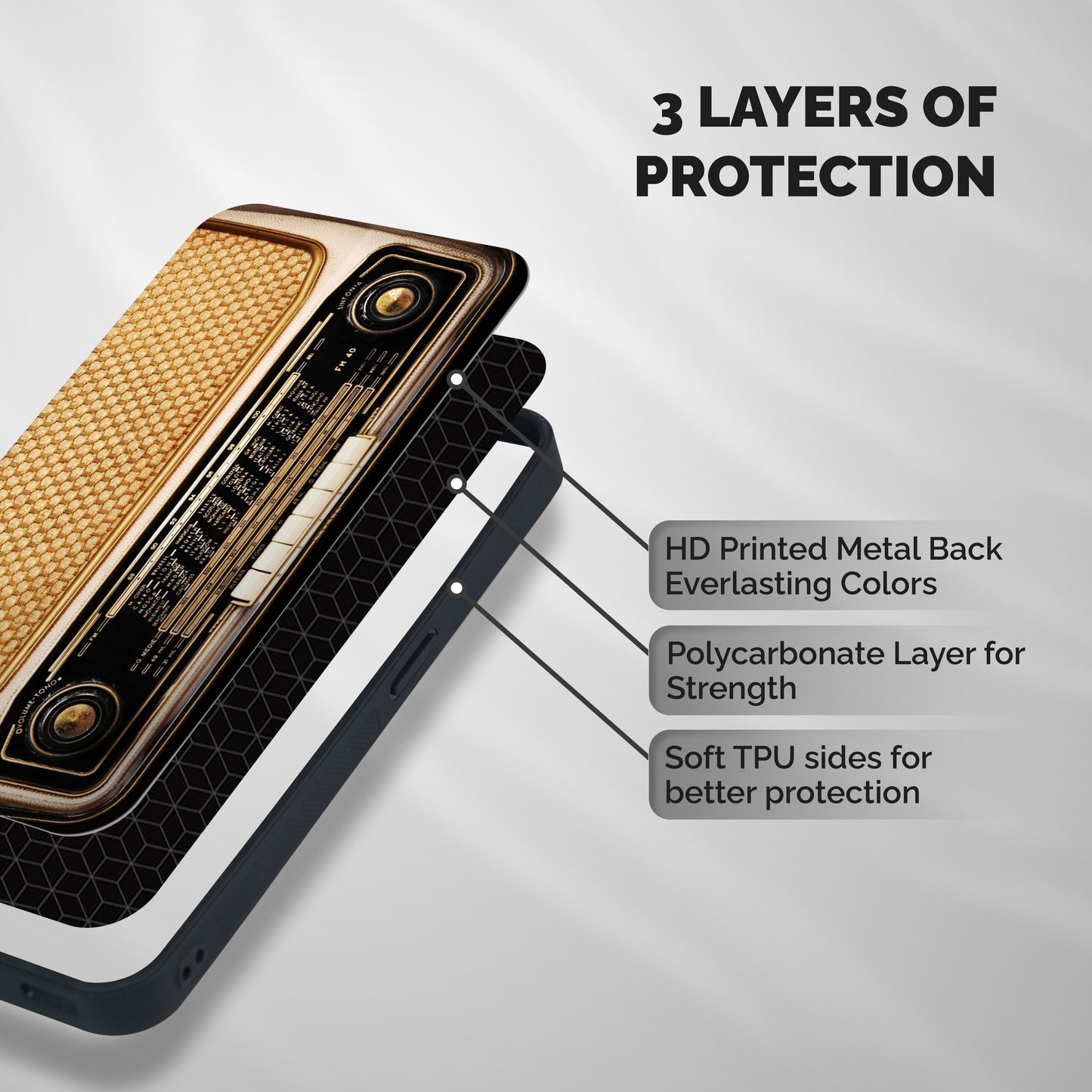Vintage Radio Shockproof Hybrid Protection (Metal + TPU) Back Case Cover
