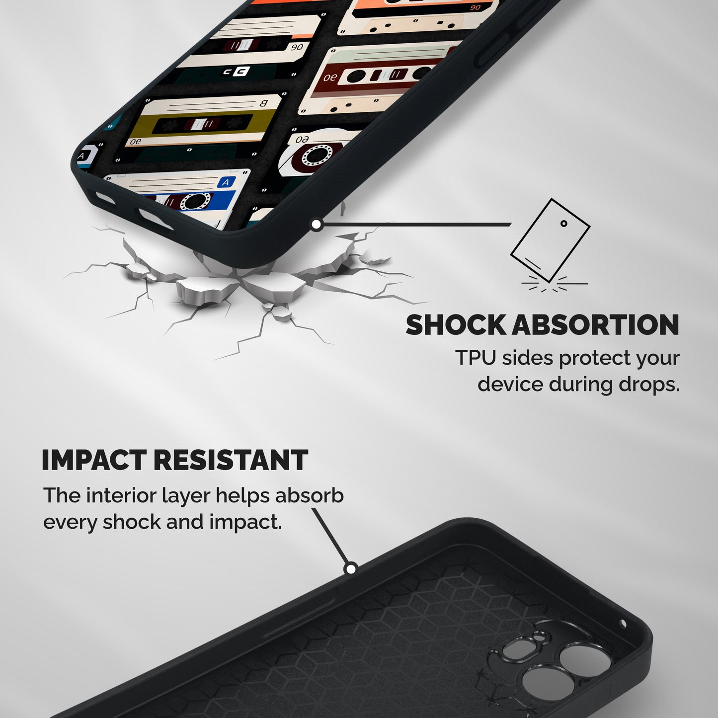 Vintage Retro Cassettes Shockproof Hybrid Protection (Metal + TPU) Back Case Cover