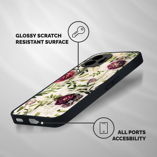 Vintage Rust Floral Shockproof Hybrid Protection (Metal + TPU) Back Case Cover