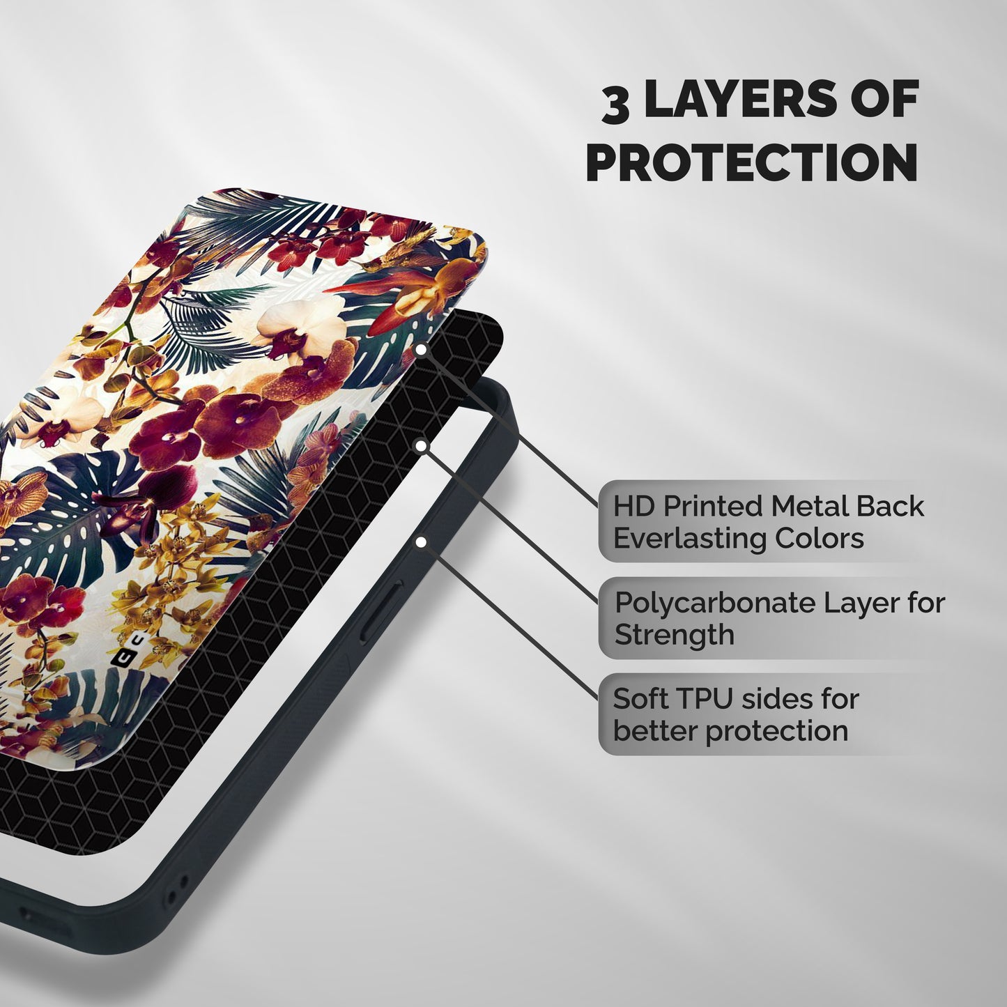 Vintage Rustic Flowers Shockproof Hybrid Protection (Metal + TPU) Back Case Cover
