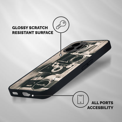 Vintage Style Shutter Shockproof Hybrid Protection (Metal + TPU) Back Case Cover