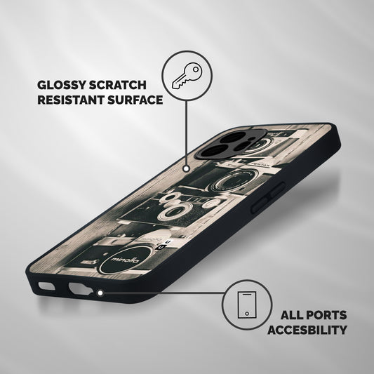 Vintage Style Shutter Shockproof Hybrid Protection (Metal + TPU) Back Case Cover