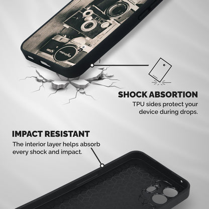 Vintage Style Shutter Shockproof Hybrid Protection (Metal + TPU) Back Case Cover