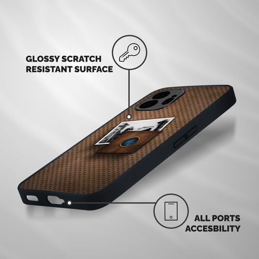 Vintage Wood Camera Shockproof Hybrid Protection (Metal + TPU) Back Case Cover