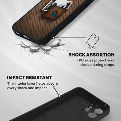 Vintage Wood Camera Shockproof Hybrid Protection (Metal + TPU) Back Case Cover