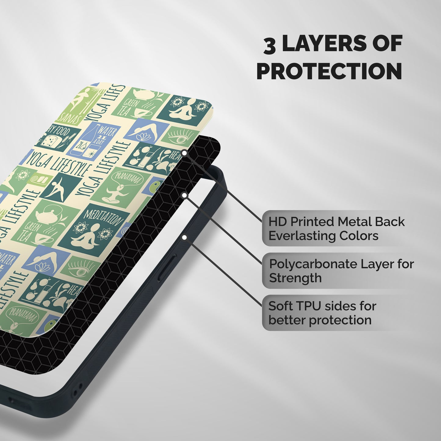 Vintage Yoga Lifestyle Shockproof Hybrid Protection (Metal + TPU) Back Case Cover