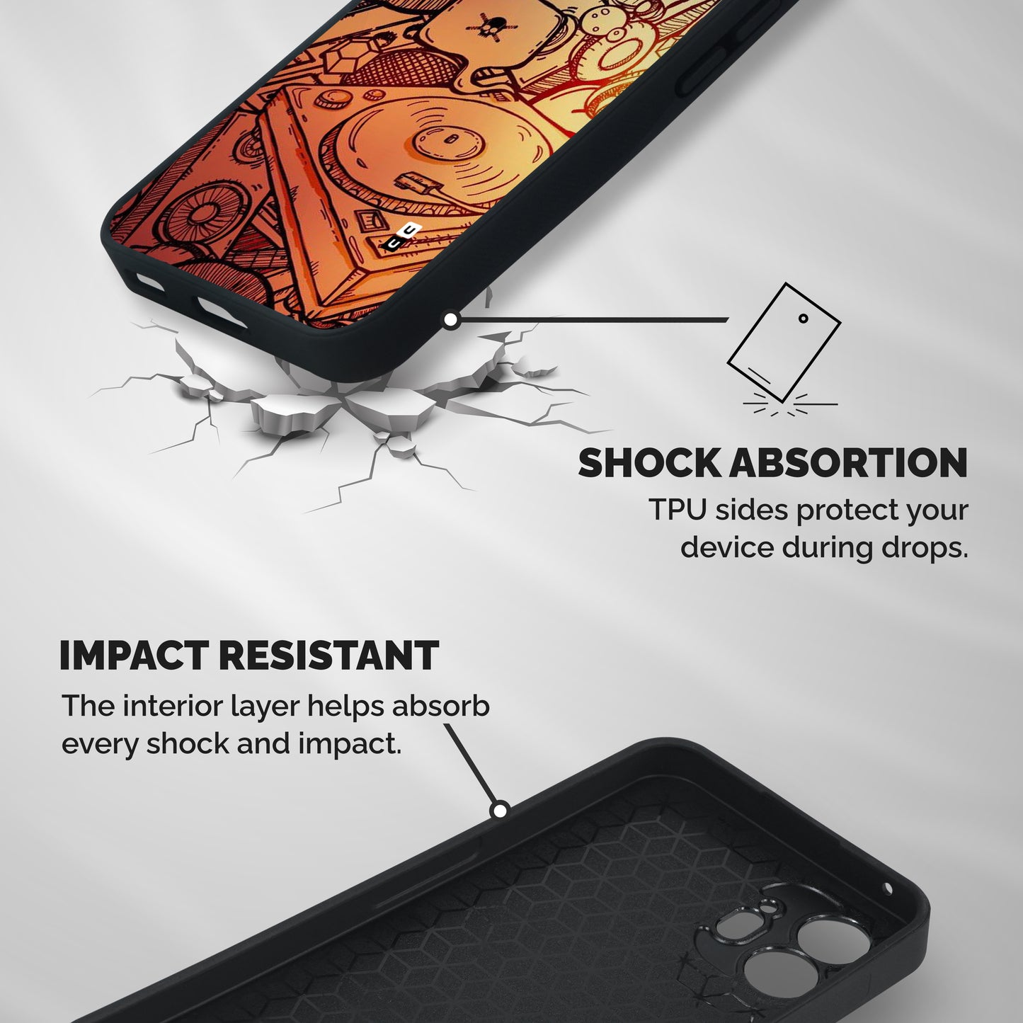 Vinyl Design Shockproof Hybrid Protection (Metal + TPU) Back Case Cover
