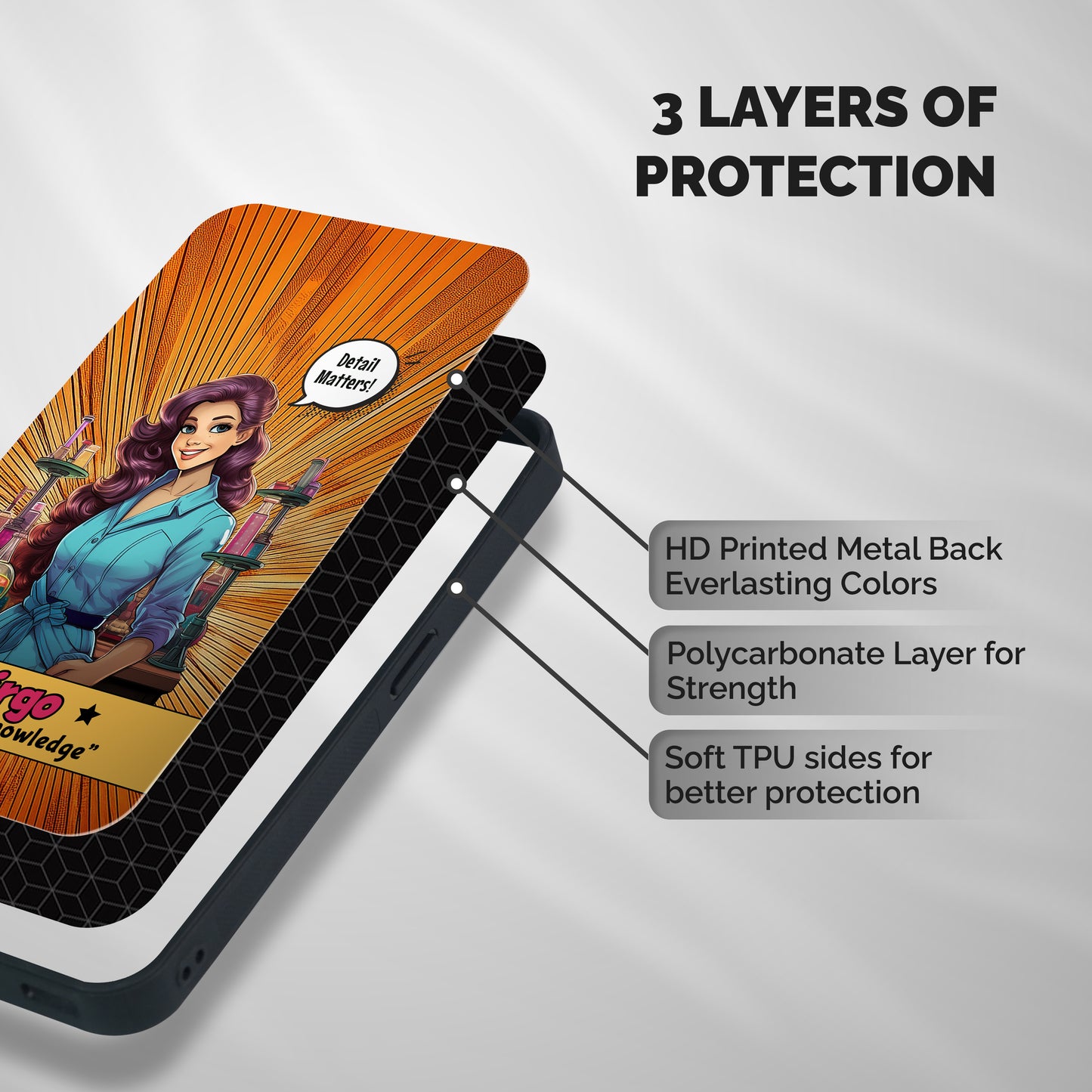 Virgo Order Shockproof Hybrid Protection (Metal + TPU) Back Case Cover