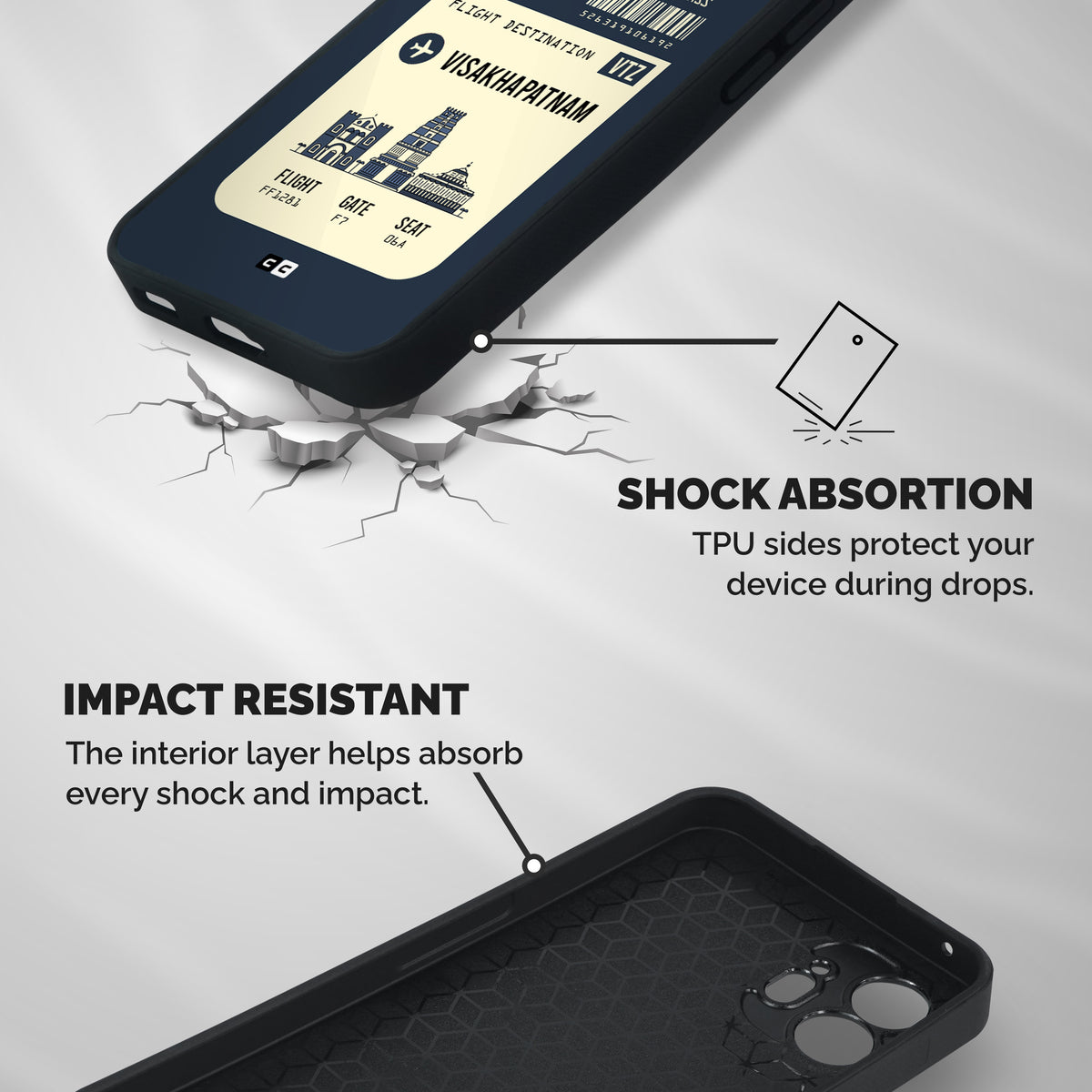 Vishakapatnam Boarding Pass Shockproof Hybrid Protection (Metal + TPU) Back Case Cover