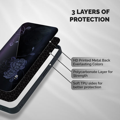 Voilet Floral Design Shockproof Hybrid Protection (Metal + TPU) Back Case Cover