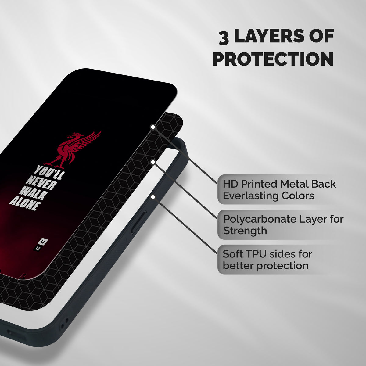 Walk Alone Shockproof Hybrid Protection (Metal + TPU) Back Case Cover