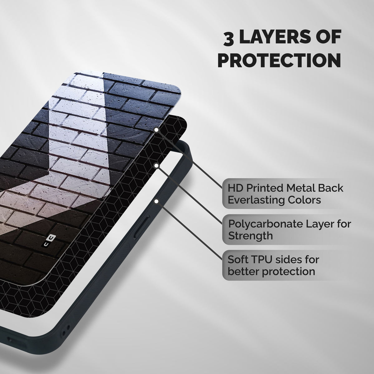 Wall Arrow Design Shockproof Hybrid Protection (Metal + TPU) Back Case Cover